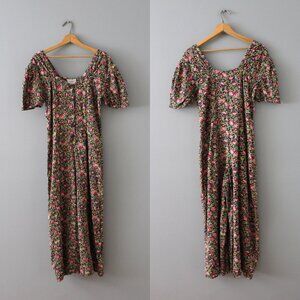 Summer floral vintage S. Roberts cropped wide leg small jumpsuit
